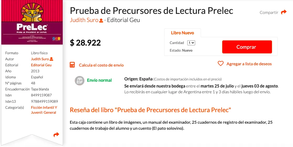 Prueba de Precursores de Lectura Prelec